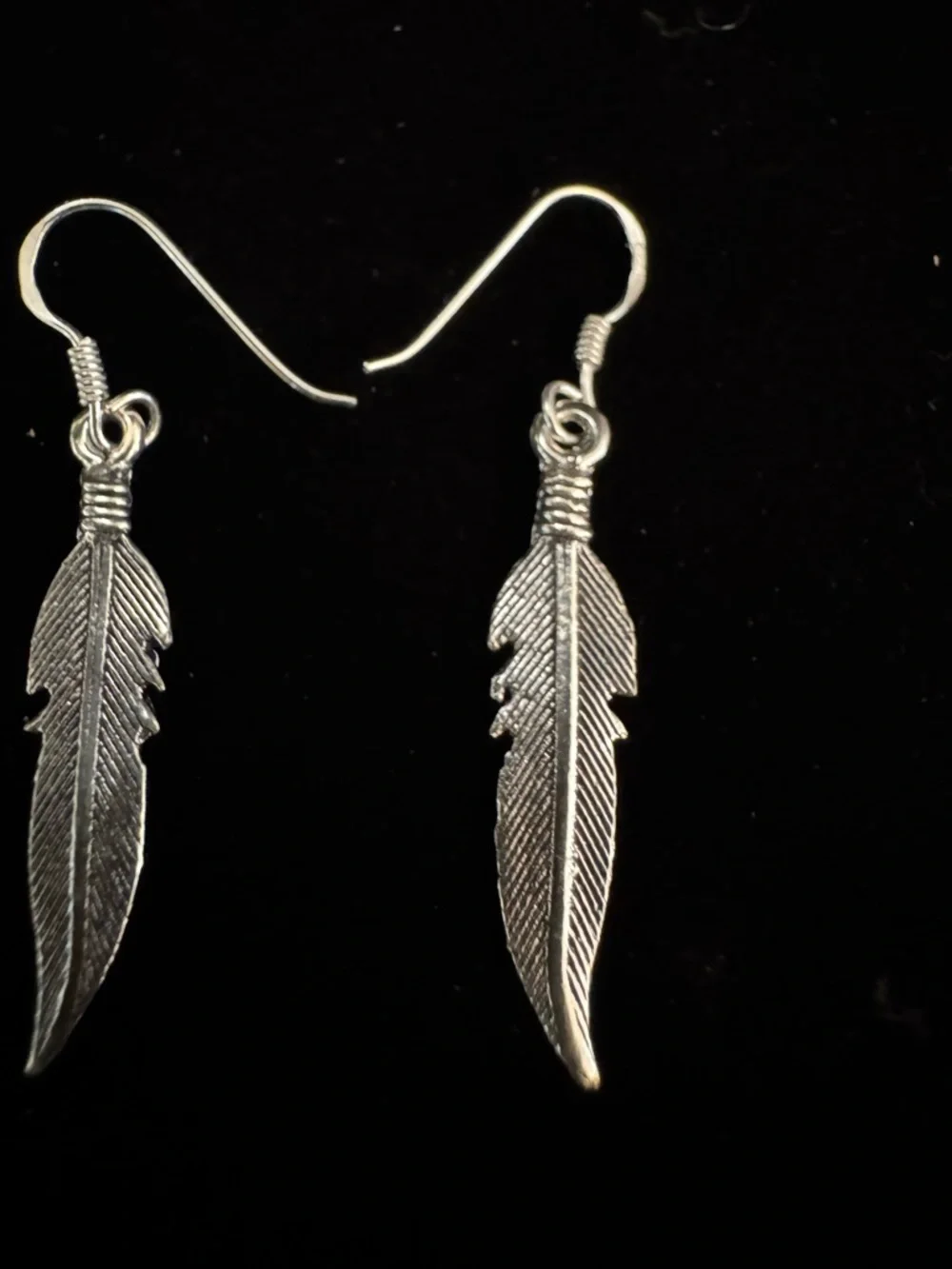 Sterling Silver Feather Drop Earrings - Women Jewelry